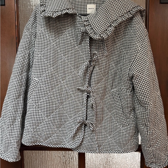 Anthropologie Black and White Gingham Puffer Jacket - Picture 4 of 5
